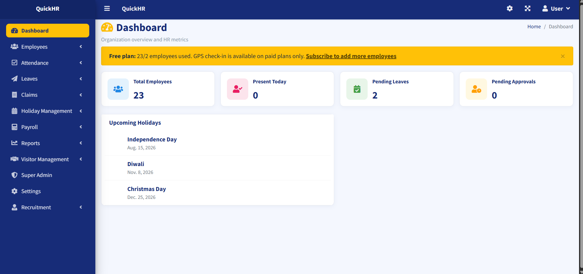 Quick HR - HRMS dashboard by InDataAi